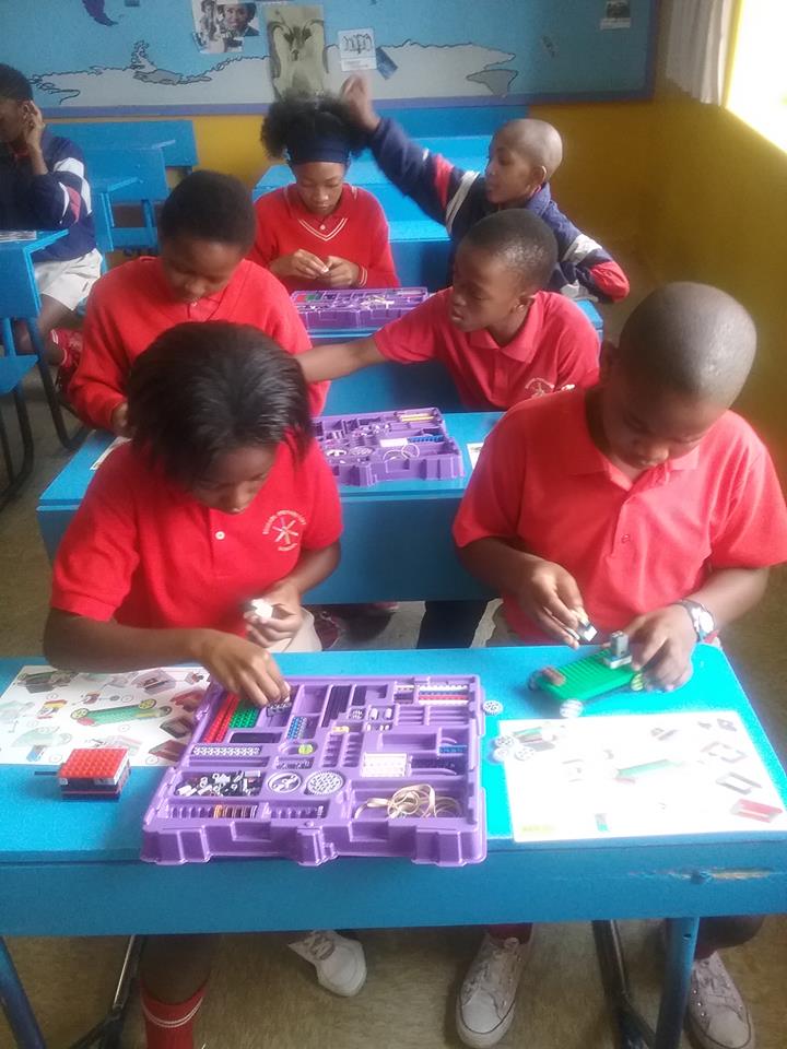 learners knitting during lesson time